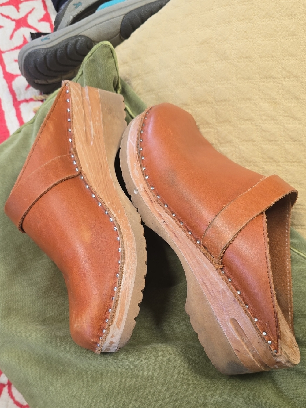 Swedish Troentorp Di Vinci Pull Up Clogs Cognac Leather EU 41 US 11 WOMENS - Picture 2 of 9
